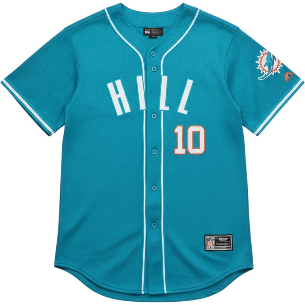 Pro Standard Miami Dolphins Tyreek Hill 10 Baseball Jersey Teal Mens XL New